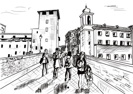 an old street in Italyの写真素材