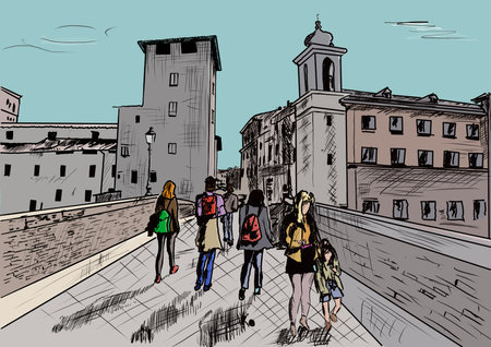 an old street in Italyの写真素材