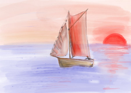 sailing ship on the seaの写真素材