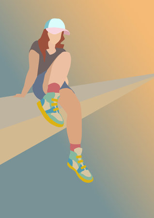 girl on the big beamのイラスト素材