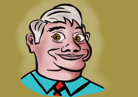 Smiling man with a funny expression on his face.の写真素材