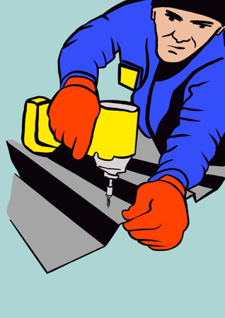 worker working on the roofの写真素材