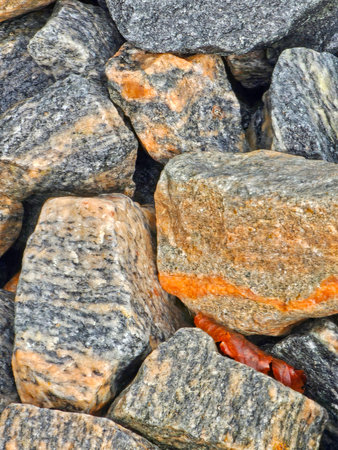 Texture, background. The stones are laid out in a pile.の写真素材
