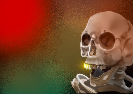 Human skull on grunge background. Halloween concept.の写真素材