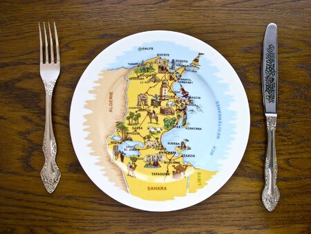 plate with a map