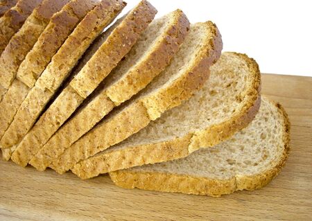sliced bread isolated on white backgroundの写真素材