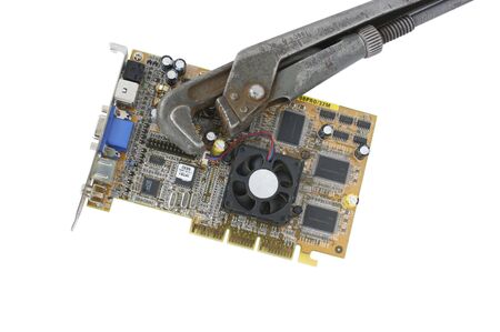 printed circuit board with the key isolated on a white backgroundの写真素材