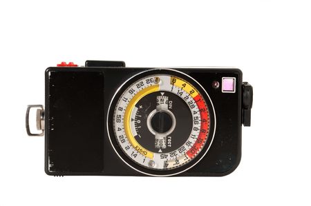 Vintage light meter  isolated on a white backgroundの写真素材