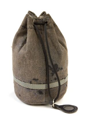 old leather bag  isolated on white backgroundの写真素材