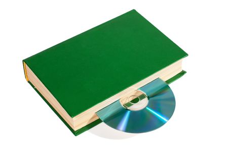 CD in the book isolated on white backgroundの写真素材