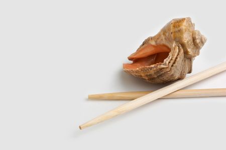chopsticks and shellsの写真素材