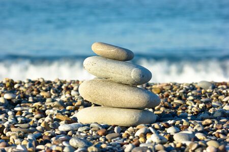pile of pebbles on the beachの写真素材