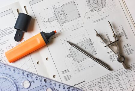 drawing tools in the workplace technologistの写真素材