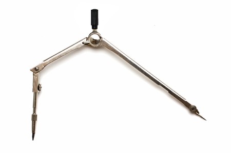 compasses drawing isolated on a white backgroundの写真素材