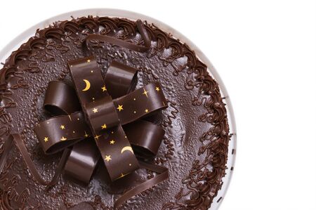 cake chocolate isolated on white backgroundの写真素材