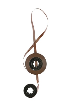 treble clef of the tape of the film isolated on white backgroundの写真素材