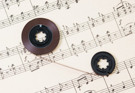 magnetic tape is on music booksの写真素材