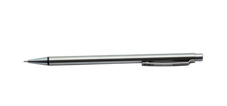 silver mechanical pencil isolated on white backgroundの写真素材