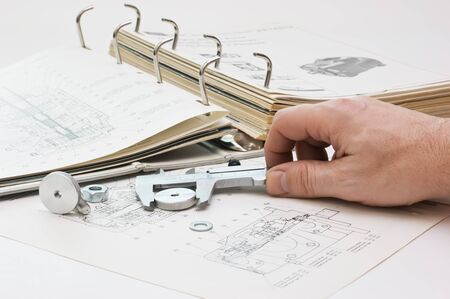 mechanical scheme and calipers with detailsの写真素材