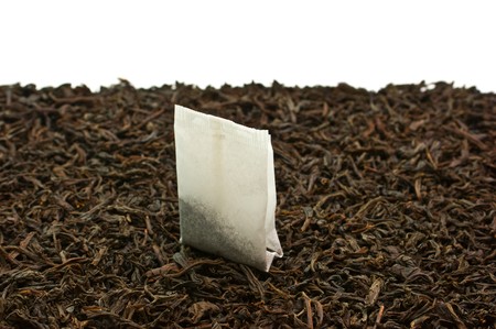 tea bags isolated on a white backgroundの写真素材