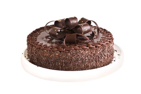 cake chocolate isolated on white backgroundの写真素材