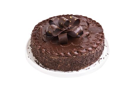 cake chocolate isolated on white backgroundの写真素材