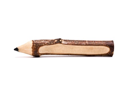 wooden souvenir pencil isolated on white backgroundの写真素材