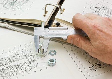mechanical scheme and calipers with detailsの写真素材