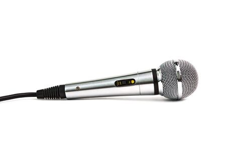 Classic dynamic microphone isolated on white backgroundの写真素材