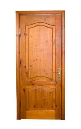 wooden door isolated on white backgroundの写真素材