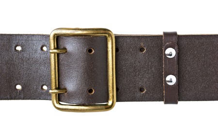 buckle military belt isolated on a white backgroundの写真素材