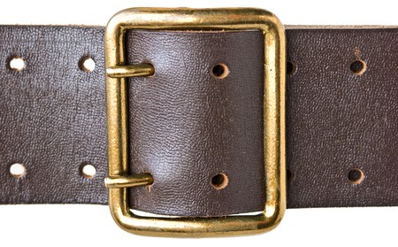 buckle military belt isolated on a white backgroundの写真素材