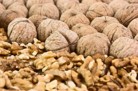 pile of walnuts nuts  broken