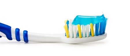 toothbrush and toothpaste isolated on a white backgroundの写真素材