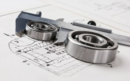 mechanical scheme and calipers with bearingの写真素材