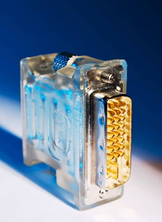 computer plug in  multicolored lightsの写真素材
