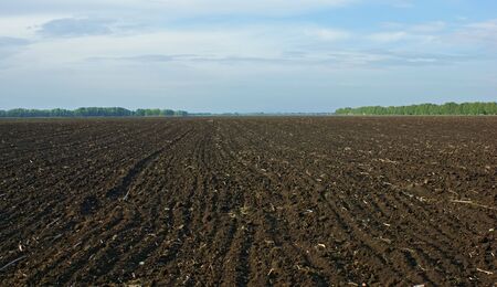 landscape plowed fieldの写真素材