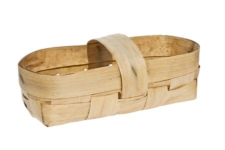 basket woven of birch bark  isolated on a white backgroundの写真素材