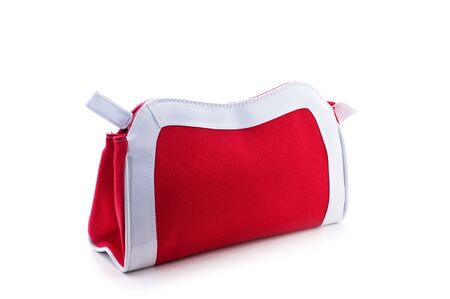 Female red handbag isolated on whiteの写真素材