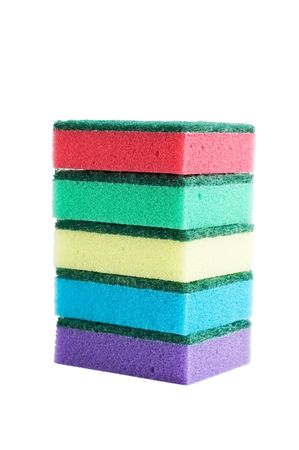 Various sponges  isolated on a white backgroundの写真素材