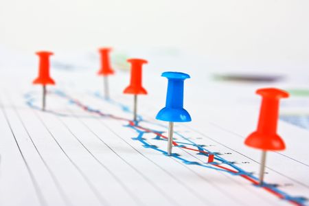  stationery button in working paper with a diagramの写真素材