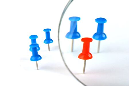 team leader and the group as a stationery buttonsの写真素材