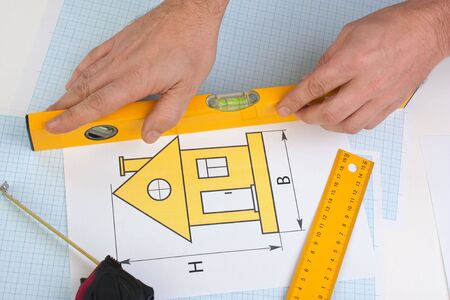 development drawings and tools on graph paper