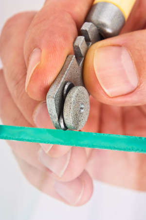 glazier cut transparent glass, close-upの写真素材