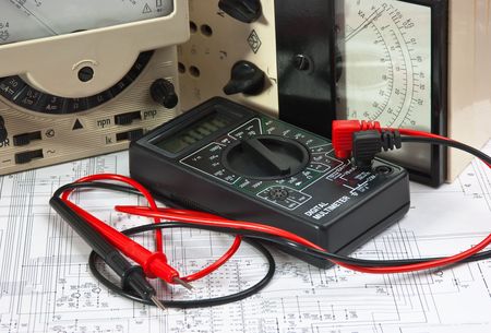 Old multimeter on the wiring diagram