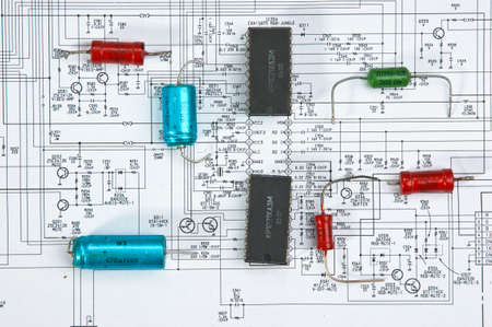 silicon chip on the wiring diagramの写真素材