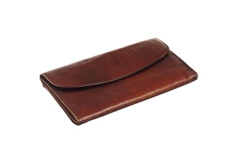 Old purse isolated on white backgroundの写真素材