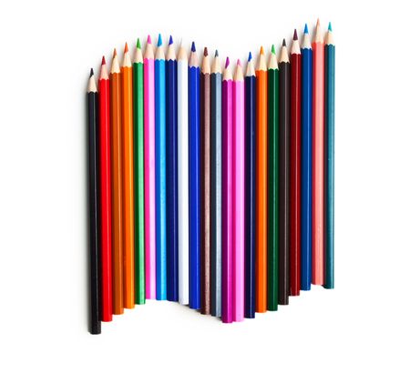 colored pencils isolated on a white  backgroundの写真素材