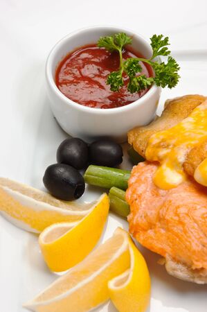 dish of fried meat baked in pastryの写真素材