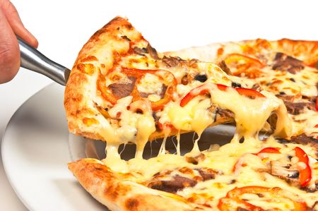 Pizza Slice  isolated on white backgroundの写真素材